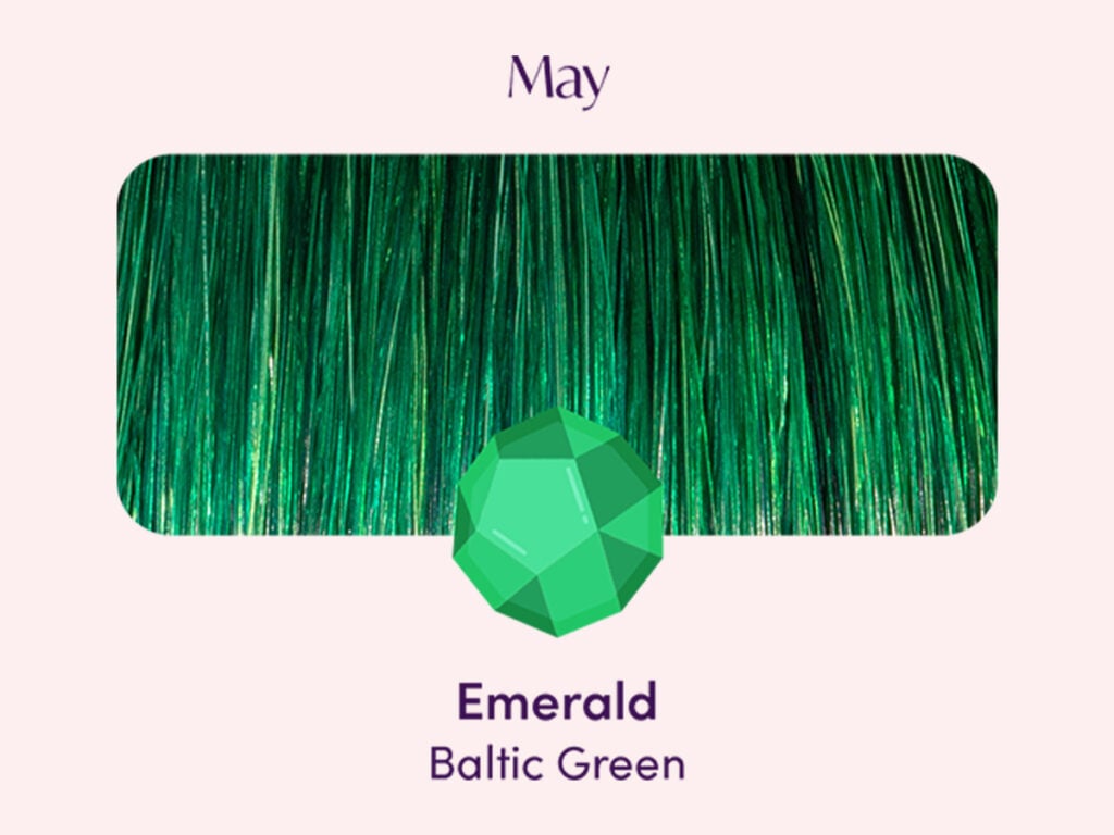 Swatch of Baltic Green pigment and Emerald birthstone