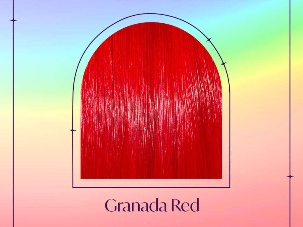 Swatch of our Granada Red semi-permanent Fantasy Pigment. 