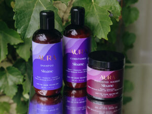 AURA Hair Care Ritual includes personalized Shampoo, Conditioner, and Masque. Each and every product crafted and packaged with sustainability in mind.
