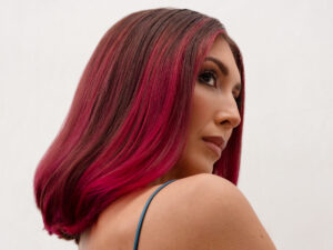 AURA Hair Care model hops on the hot pink trend with Monaco Magenta